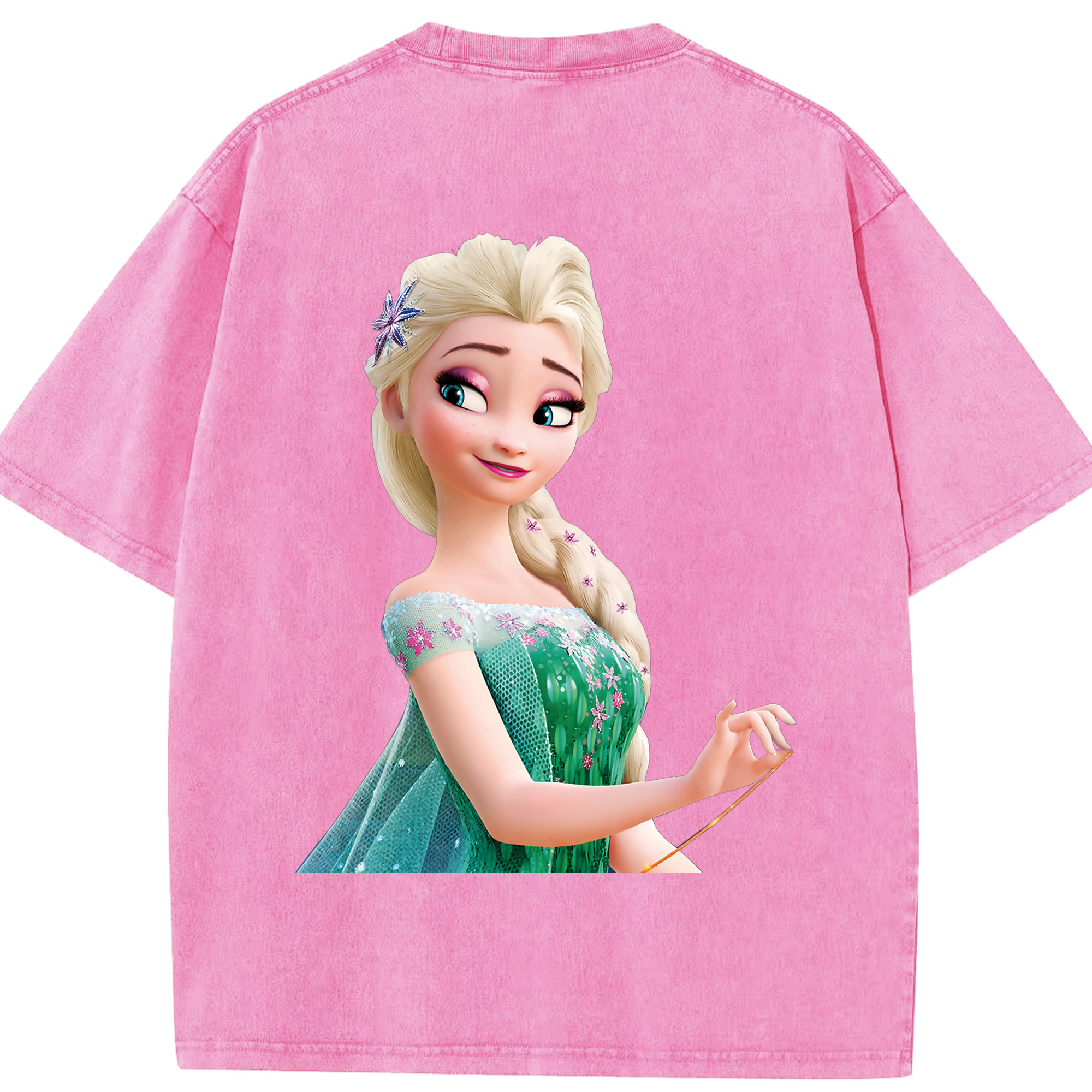 （画像用） アナと雪の女王 アンナ エルサ Frozen Anna Elsa 綿100% ヴィンテージ風 半袖Tシャツ（背面プリント）